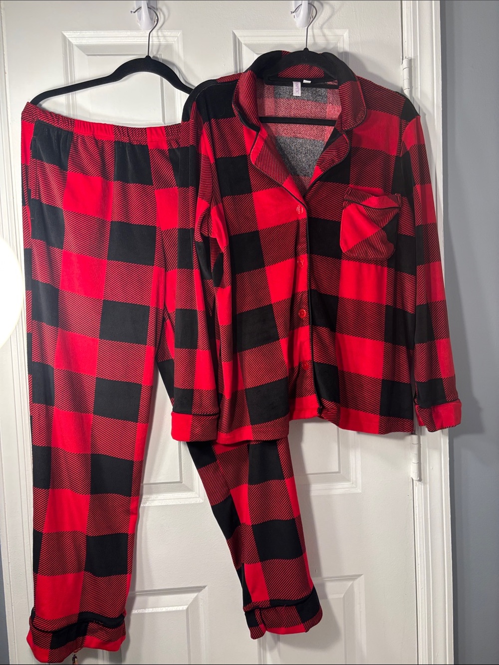 Joyspun Red & Black Buffalo Plaid Pajama Set Size L